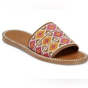 MIU MIU Crystal Embellished Embroider Slide Sandal